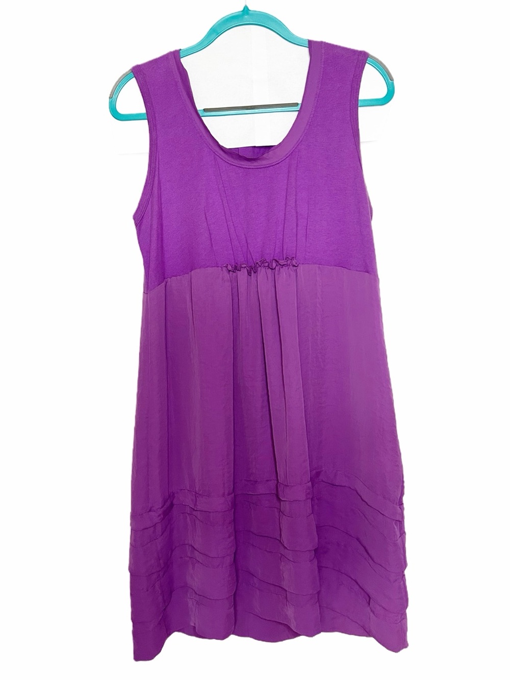 Simply Vera Vera Wang Purple Sleeveless Tiered Mini Dress Scoop Neck SZ L